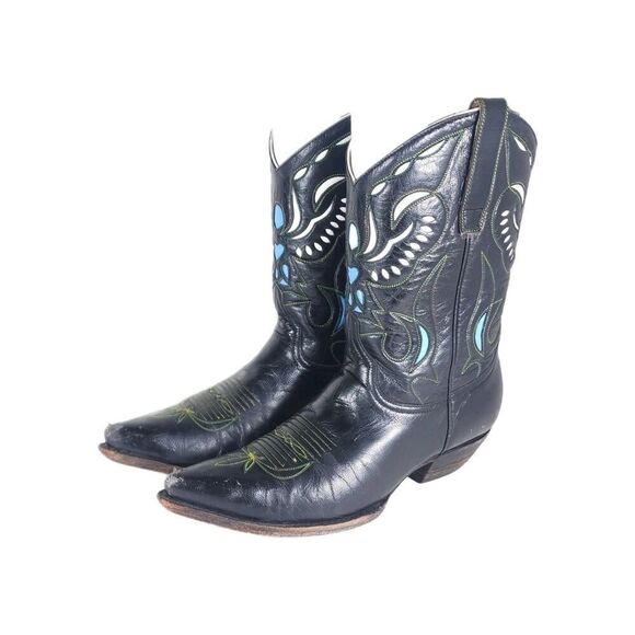 Old Gringo Women's Angel US7,5B Blue Black Leather Short Cowboy Western Boots - Picture 1 of 16